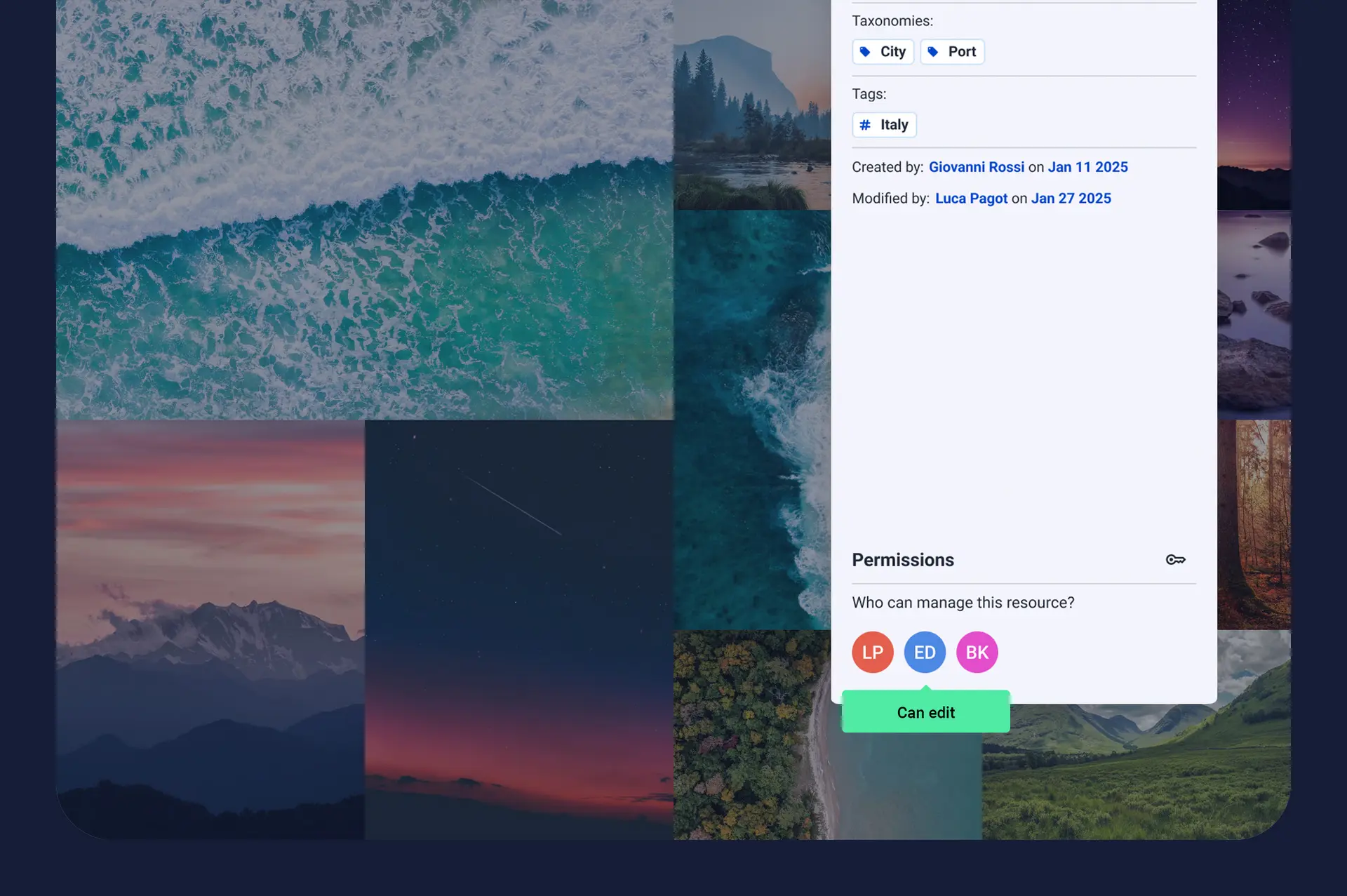 Gestione dei permessi utente con opzioni di accesso personalizzate