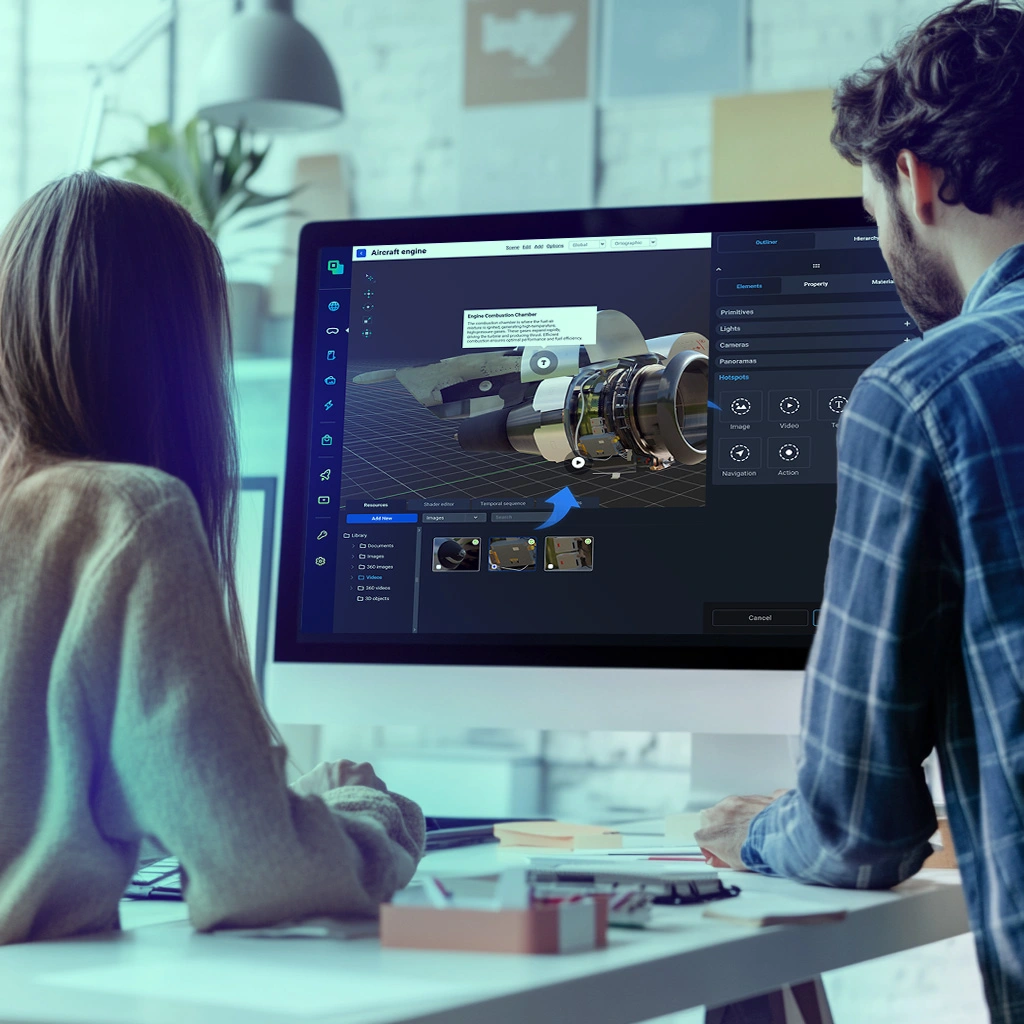 Team marketing che collabora per creare un'esperienza XR utilizzando un editor intuitivo