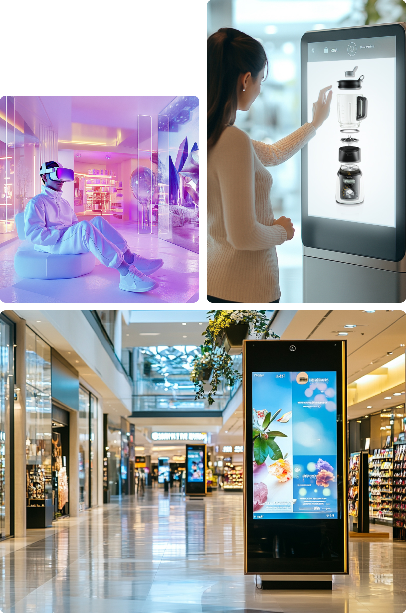 Diverse tipologie di esperienze onsite: kiosk, digital signage, realtà virtuale e aumentata